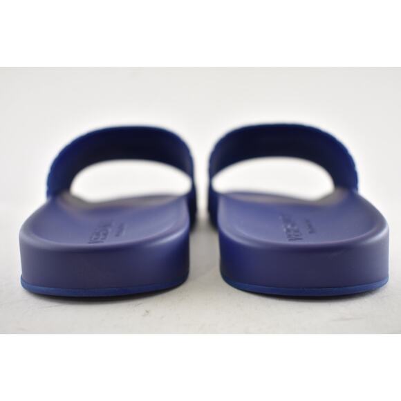Versace Medusa Palazzo Blue Rubber Logo Slide Pool Sandal Flip Flop Flat 44 11